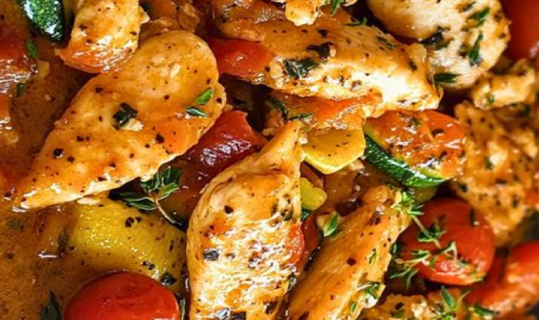 Poulet Sauté aux Courgettes et Tomates Cerises : Parfait pour un Dîner Express.