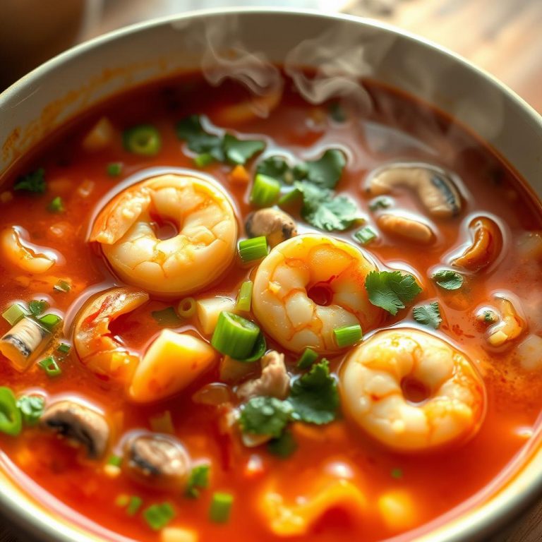 Soupe Épicée Crevettes & Poulet : Un Bol de Chaleur et de Saveurs !