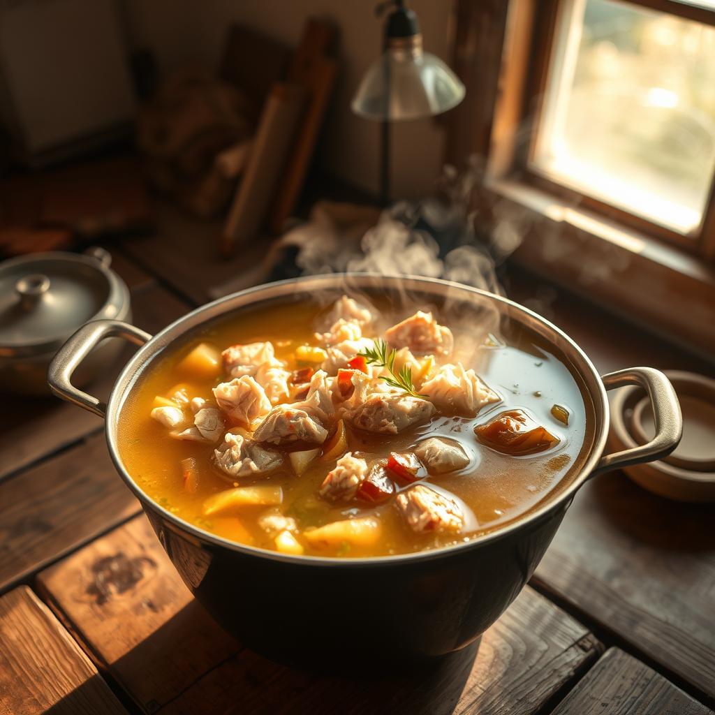 bouillon de poulet rôti