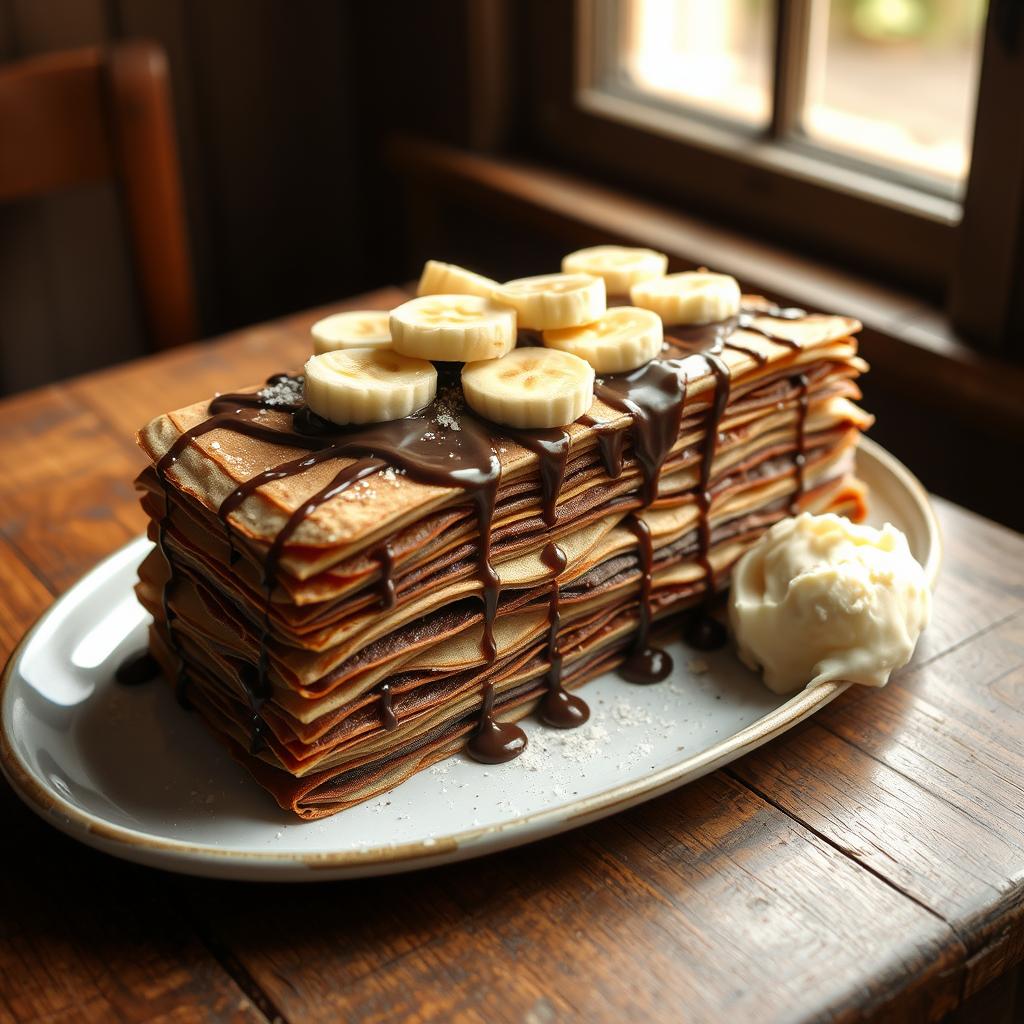 gâteau crêpes chocolat banane