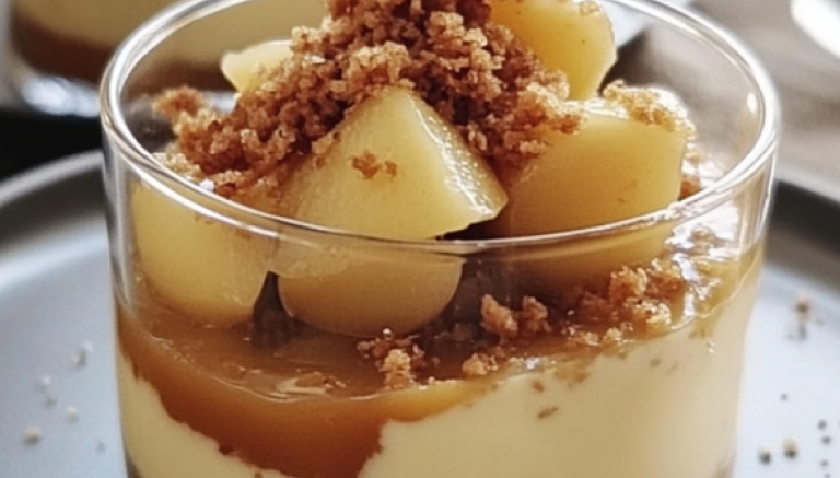 Pommes fondantes au caramel et mousse légère aux spéculoos