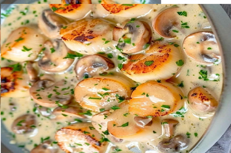 Blanquette de Saint-Jacques aux Champignons : Crémeux, Raffiné et Inoubliable 🐚🍄✨