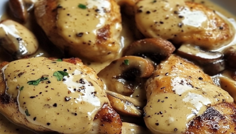 Poulet crémeux à la moutarde et aux champignons