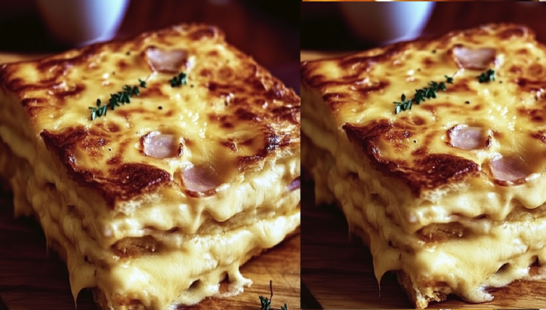 Croque-monsieur géant gratiné au four – Recette Maison