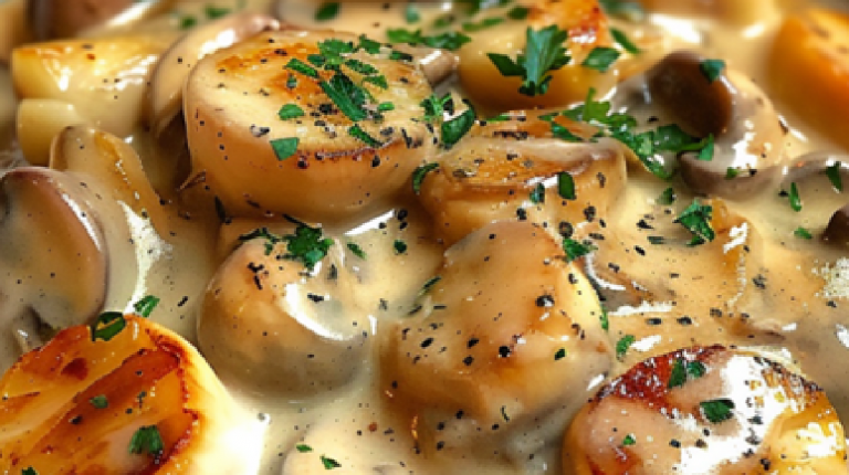 Blanquette de Saint-Jacques aux Champignons