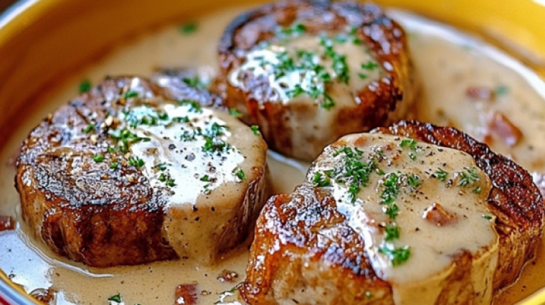 Filet Mignon Sauce Crème et Lardons