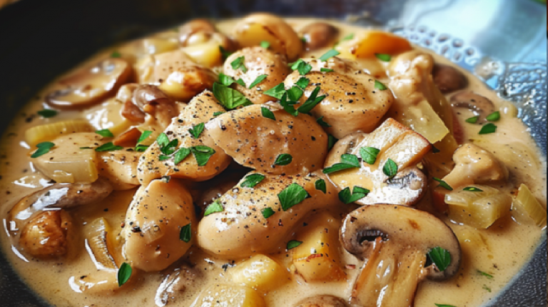 Blanquette de poulet aux champignons