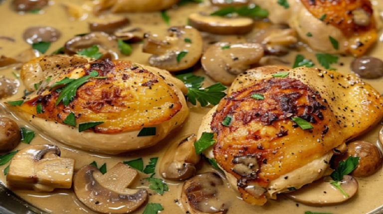 Poulet au Porto et Champignons