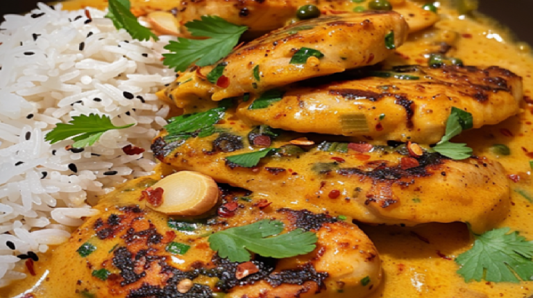 Escalopes de Poulet au Curry et Lait de Coco