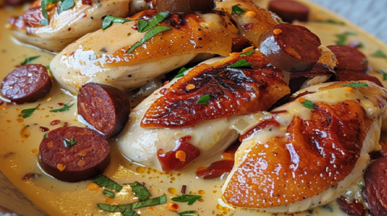 Aiguillettes de Poulet, Sauce Crémeuse au Chorizo