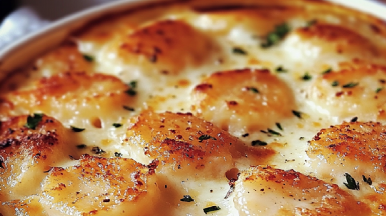Gratin de Noix de Saint-Jacques et Crevettes