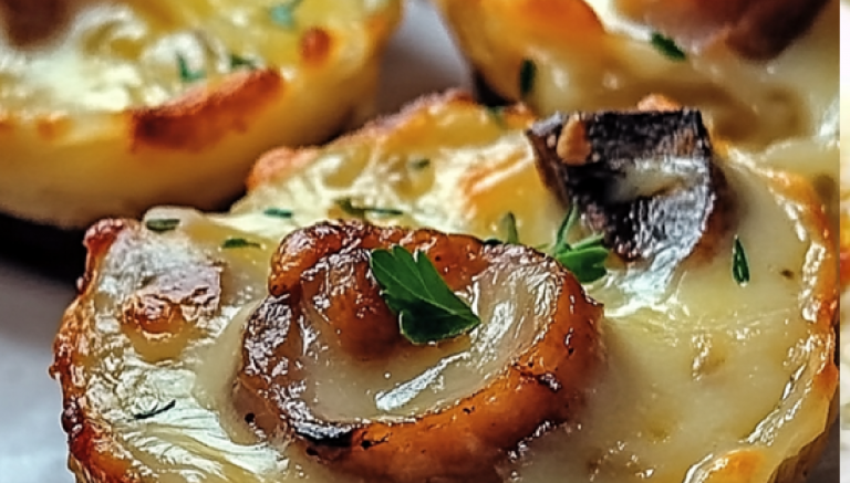 Bouchées croustillantes aux champignons gratinés