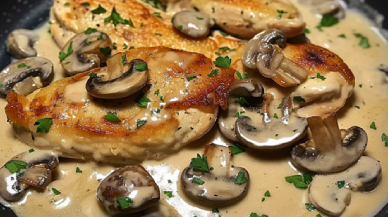 Fricassée de Poulet à la Crème et Champignons 🍄