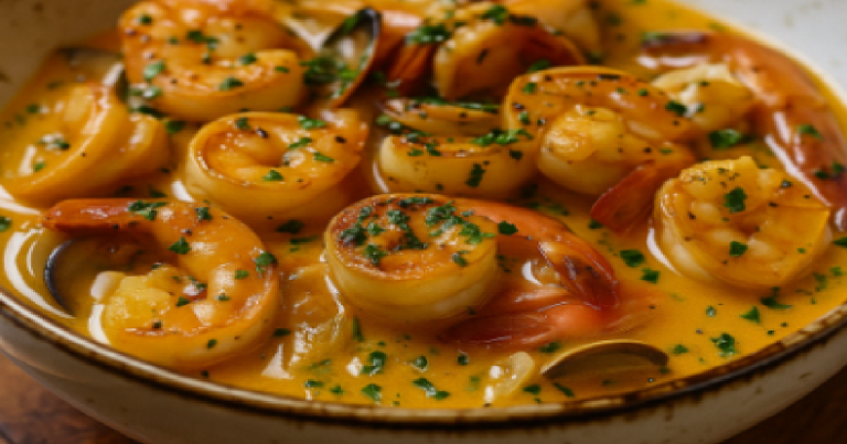 Recette Fruits de Mer à la Sauce Crémeuse à l’Ail et au Vin Blanc