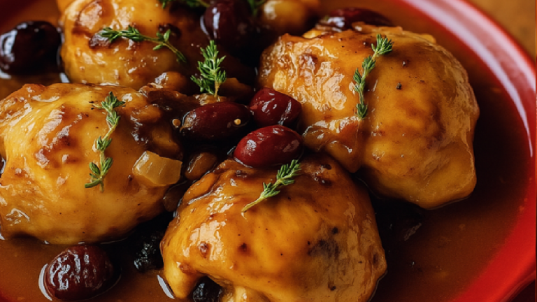 Poulet aux Pruneaux en Sauce : Un Plat Sucré-Salé Plein de Caractère