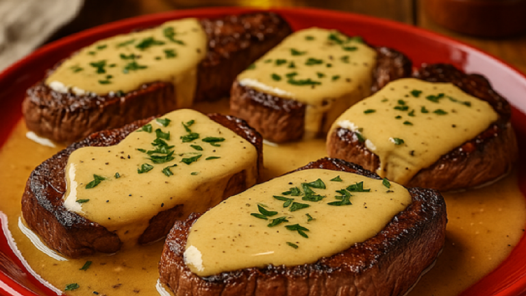 Steak Juteux avec Sauce Crémeuse à l’Ail : Un Plat Simple, Rapide et Plein de Goût
