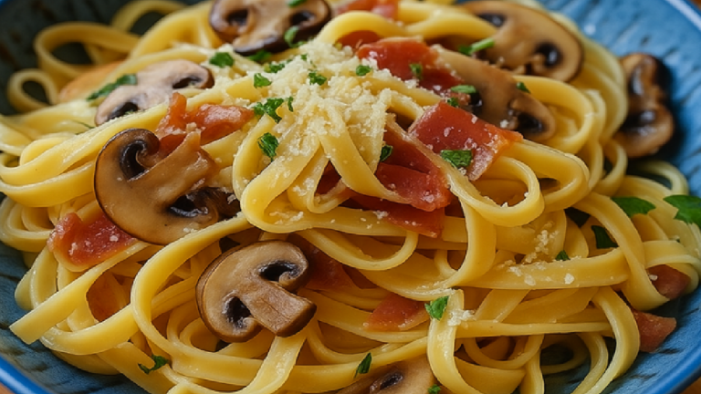Tagliatelles à la Carbonara aux Champignons