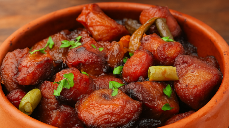 Ragoût de porc, aubergines et pommes de terre