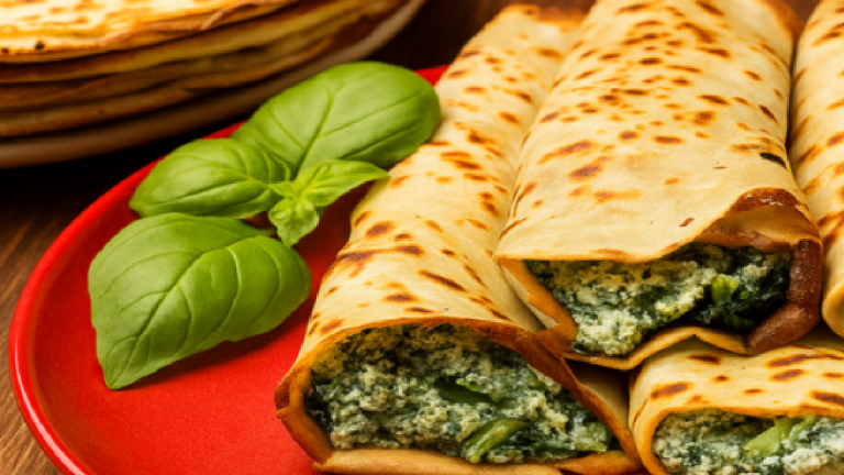 Crêpes farcies au fromage frais et épinards