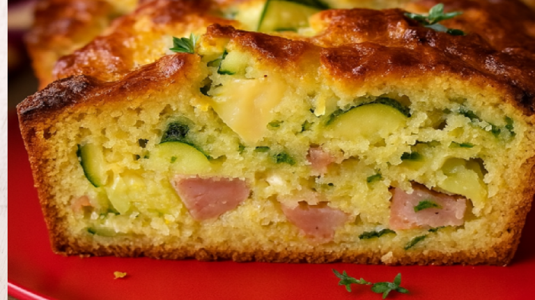 Cake moelleux au jambon, courgettes, mozzarella