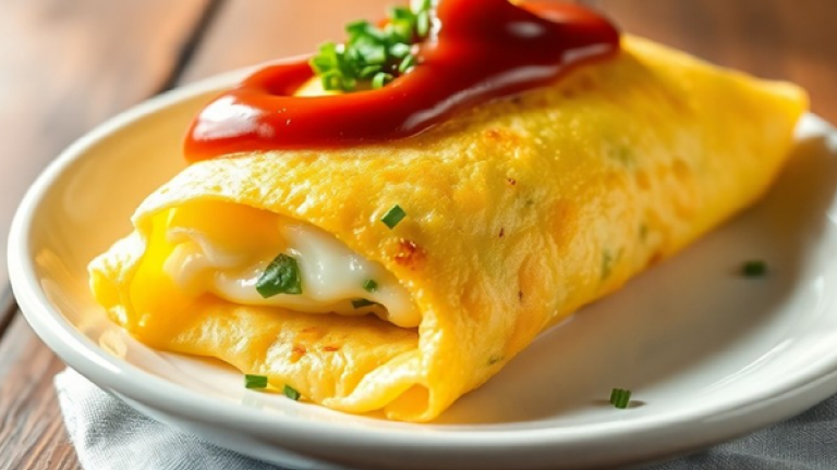 Omelette gourmande au fromage et herbes