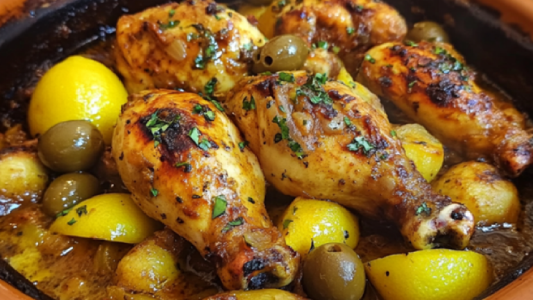 Tajine Marocain de poulet aux olives et citron 
